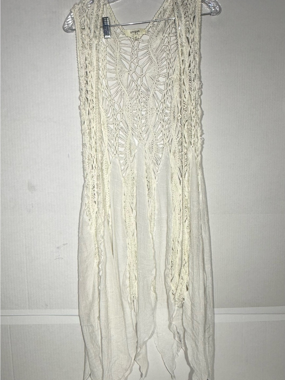 Umgee Sz M/L White Lace Cover Up Vest